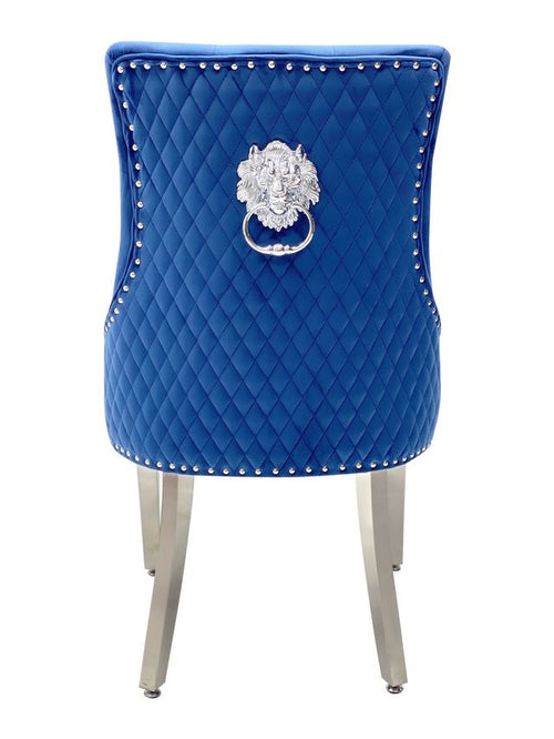 Set of 2 Majestic Lion Knocker Back Velvet Dining Chair -