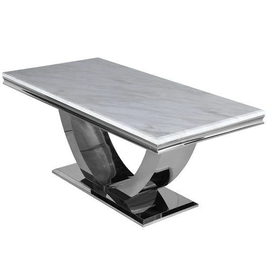 Arial 1.8m Marble Dining Table – Stainless Steel Base