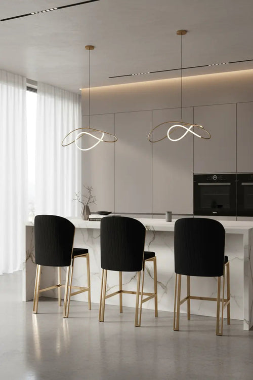 Fabio Shimmer Fabric Gold Metal Plating Barstool