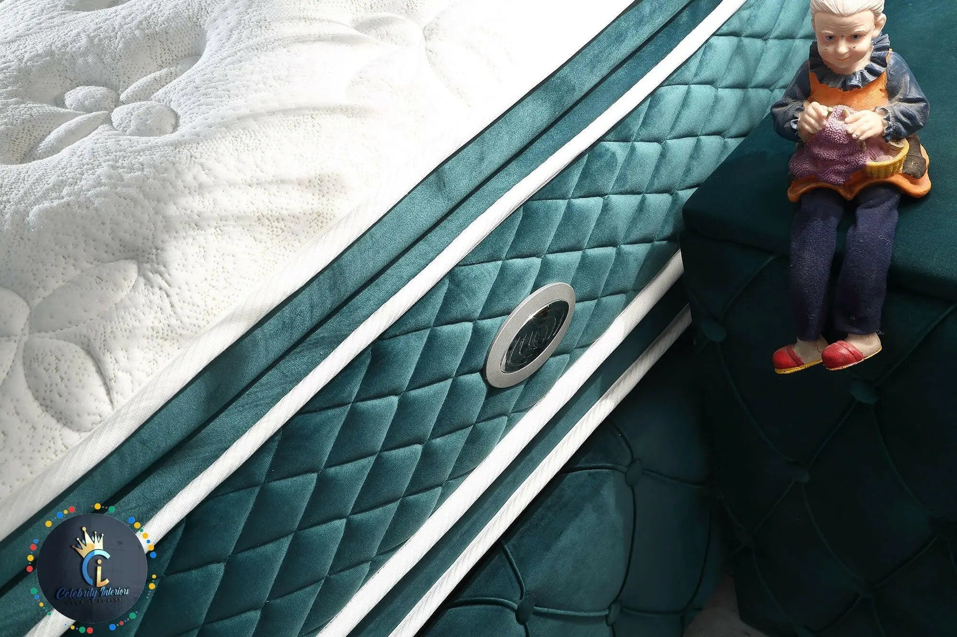 Artemest Divan Ottoman Bedframe In Teal Velvet Without Mattress