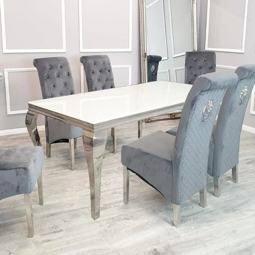Arial 1.8m Marble Dining Table – Stainless Steel Base
