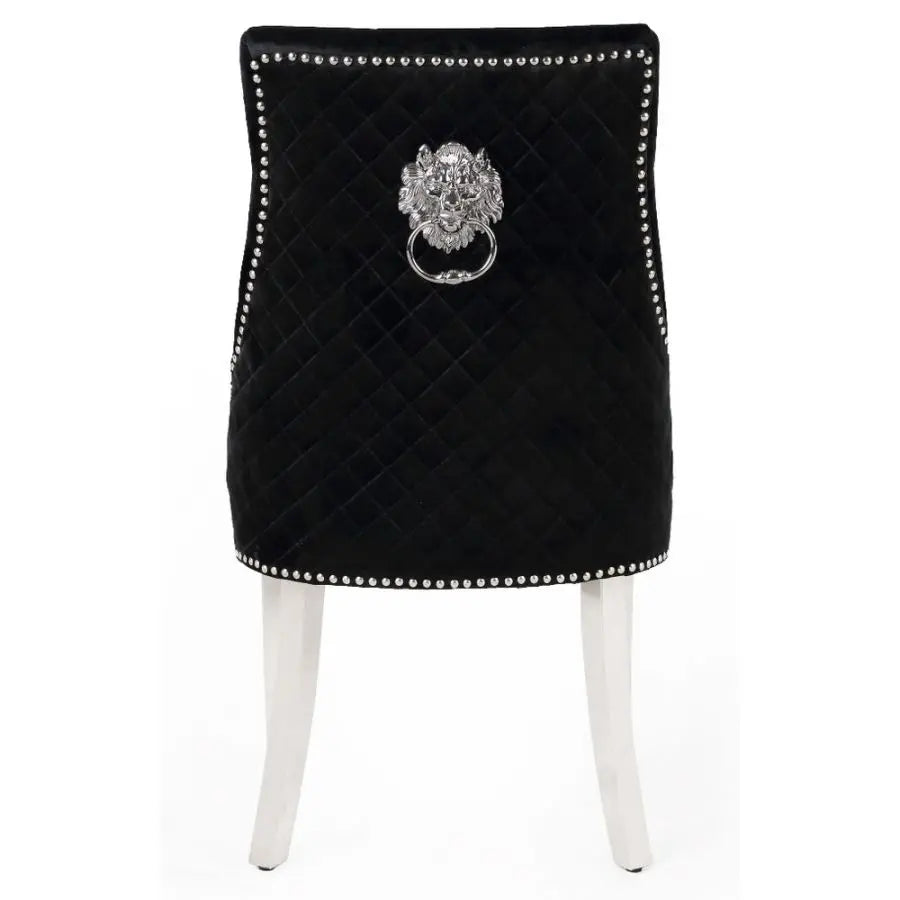Set of 2 Majestic Lion Knocker Back Velvet Dining Chair -