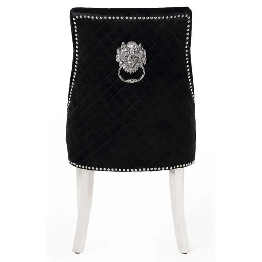 Set of 2 Majestic Lion Knocker Back Velvet Dining Chair -