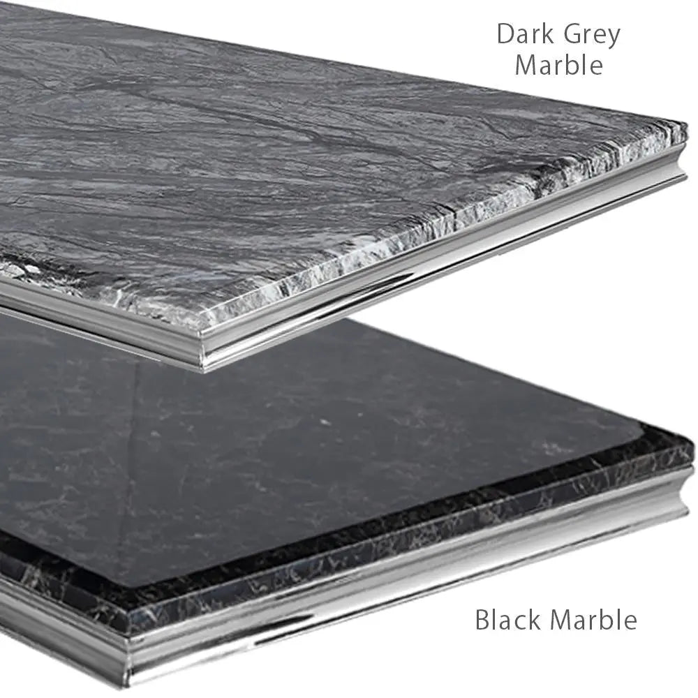 Arianna Marble Dining Table – 1.5m & 1.8m, Stainless Steel Base