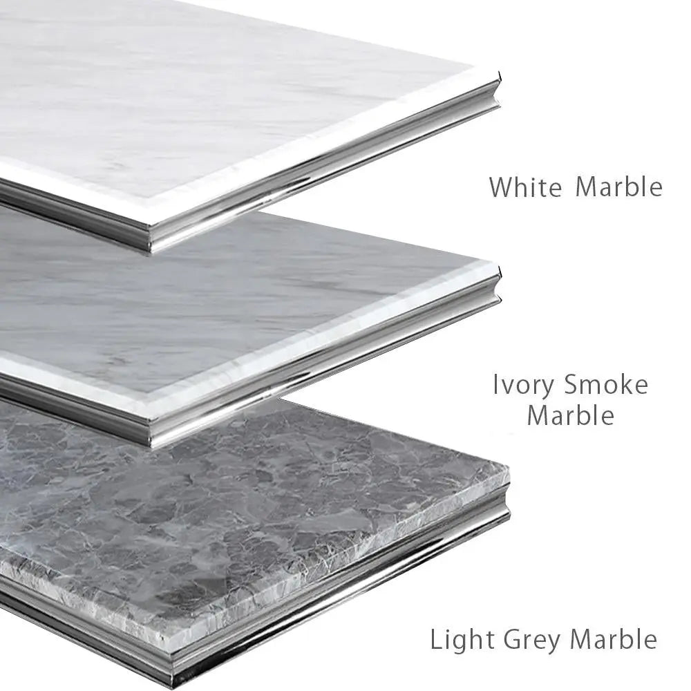 Arianna Marble Dining Table – 1.5m & 1.8m, Stainless Steel Base