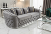 Ambassador 3 Seater Sofa Silver Velvet with Chrome Detailing | Luxury Modern Sofa Set CELEBRITY INTERIORS
