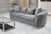 Ambassador 3 Seater Sofa Silver Velvet with Chrome Detailing | Luxury Modern Sofa Set CELEBRITY INTERIORS