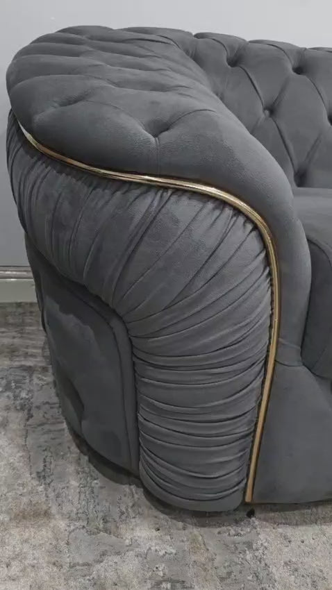 Ambassador 1 Seater In Grey & Gold