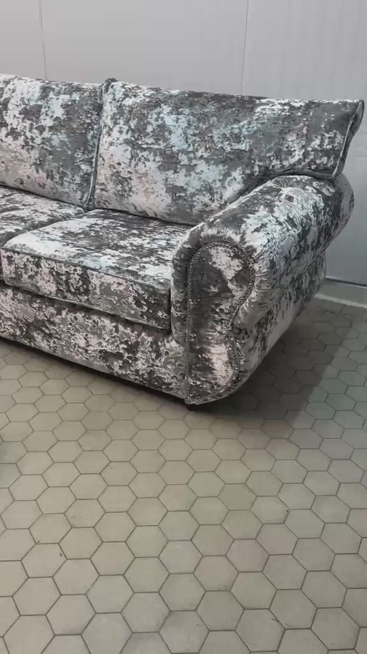 Rino Mercury Lustro Crushed Velvet sofa 2 and 2 seater and footstool