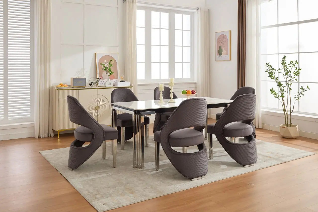 Santorini Sintered Stone Dining Table & Santorini Dining Chair Set – Modern Luxury Dining Collection