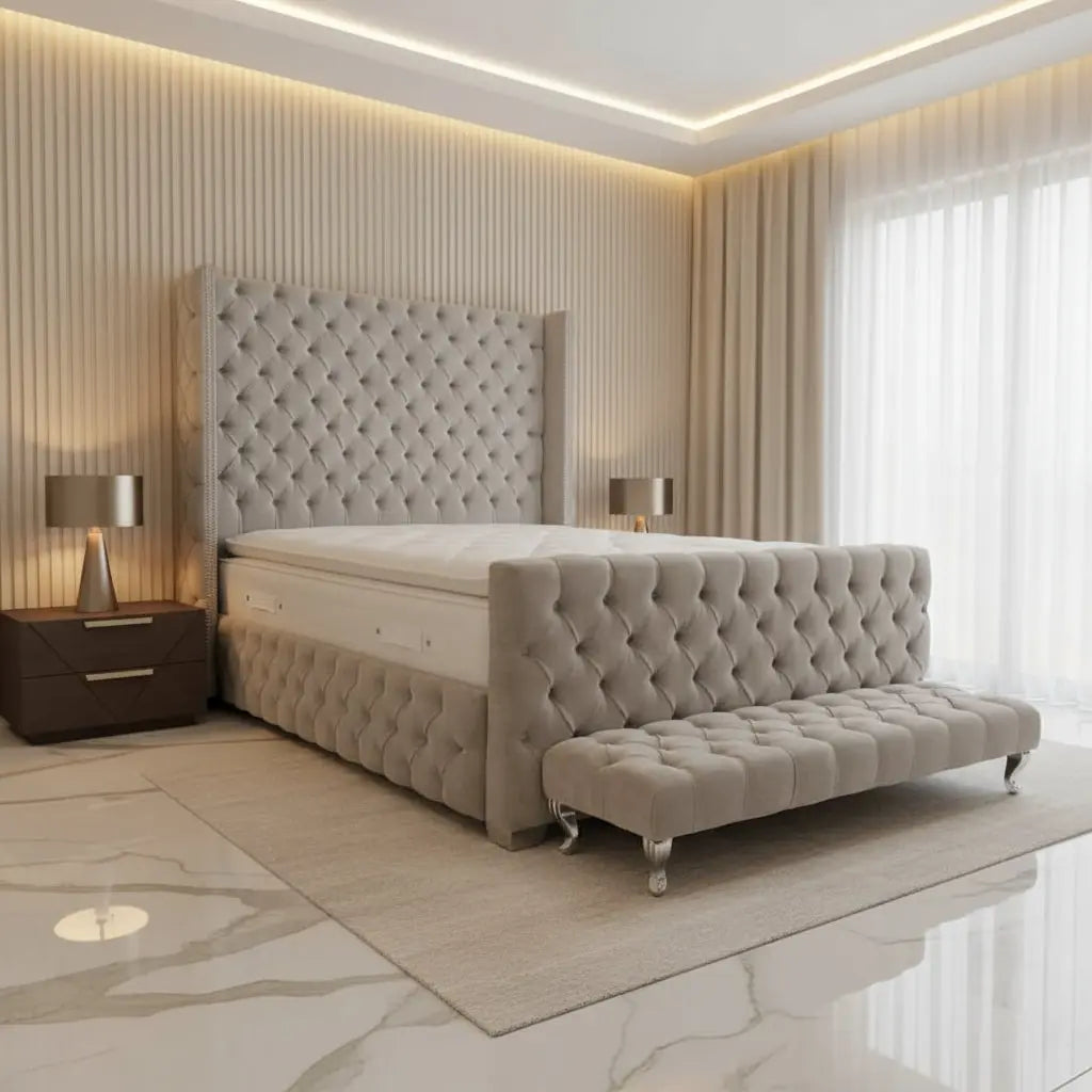 Kalahari Chesterfield Bed in Plush Velvet – Bespoke Handcrafted Design