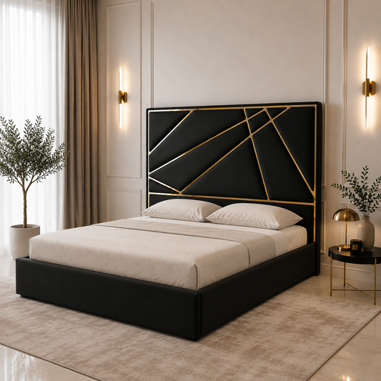 Helix Storage Premium Velvet Bed Space Saver Bed Livara Interiors