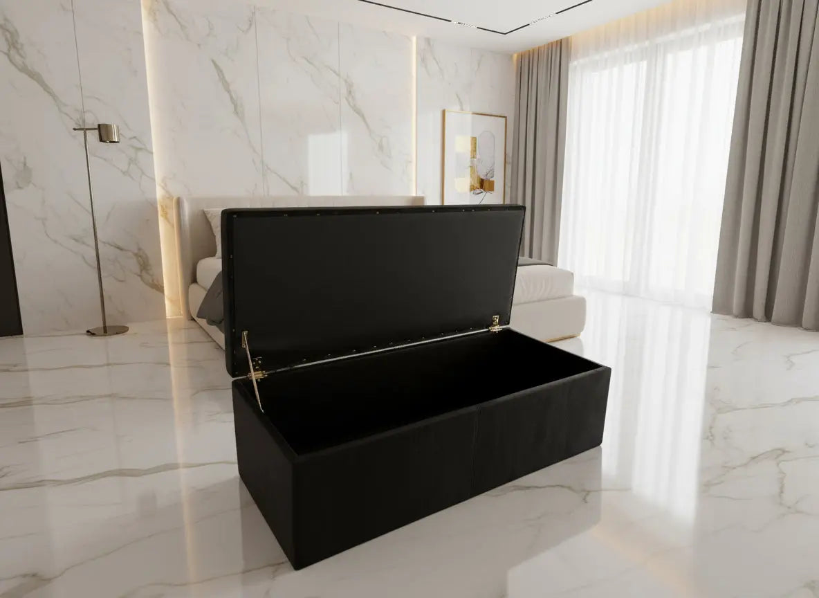 Crushed Velvet Ottoman Blanket Box