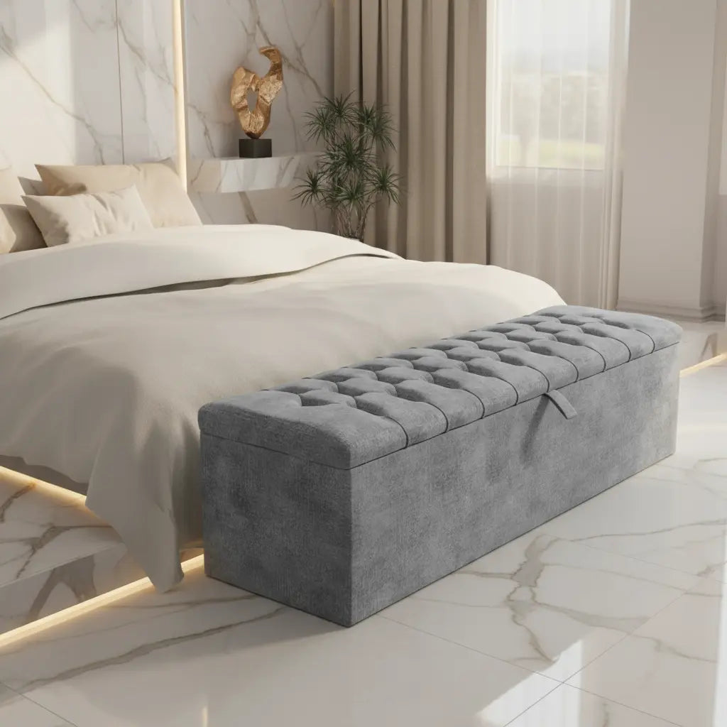 Crushed Velvet Ottoman Blanket Box