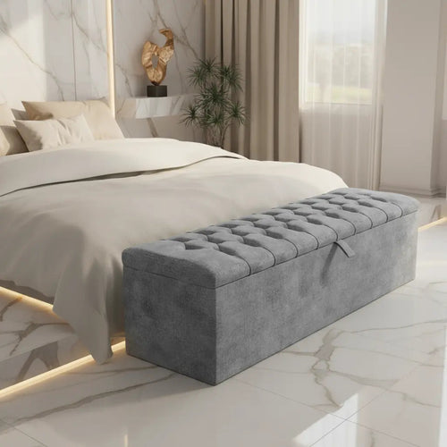 Crushed Velvet Ottoman Blanket Box