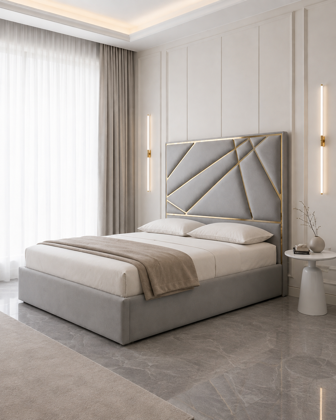Helix Velvet Bedframe Livara Interiors