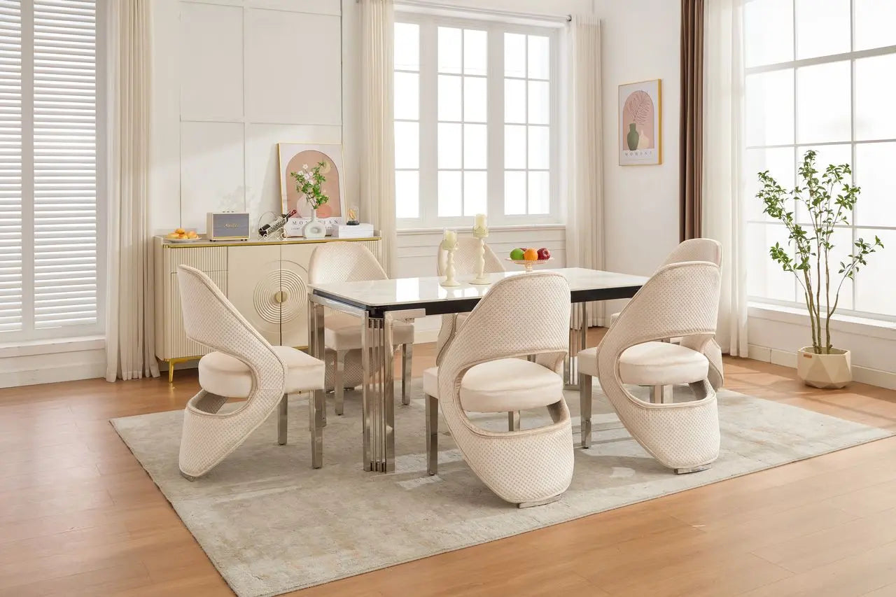 Santorini Sintered Stone Dining Table & Santorini Dining Chair Set – Modern Luxury Dining Collection