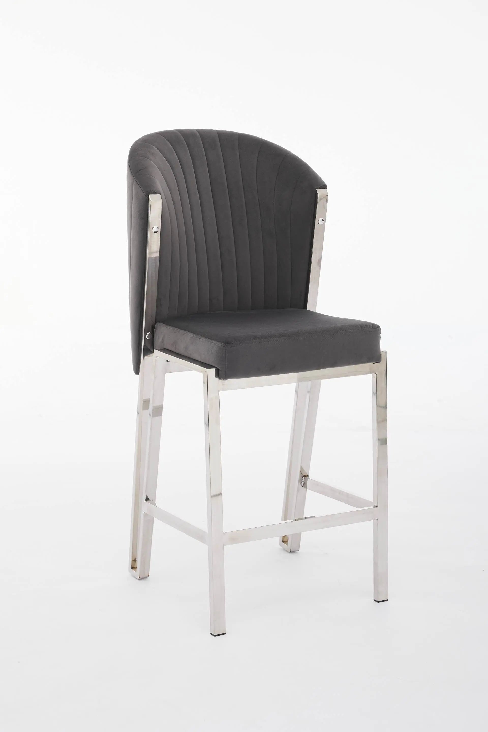 Fabio Shimmer Fabric Chrome Metal Plating Barstool