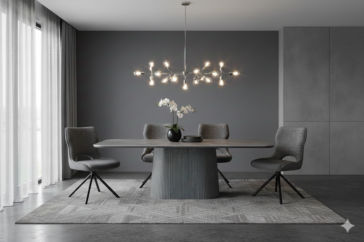 Davos Grey Oval Ceramic Dining Table 180cm | Modern Contemporary Dining