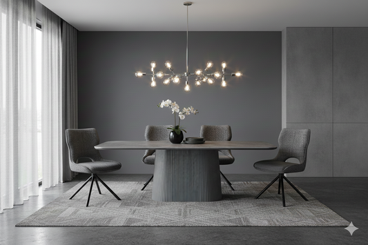 Davos Grey Oval Ceramic Dining Table 180cm | Modern Contemporary Dining