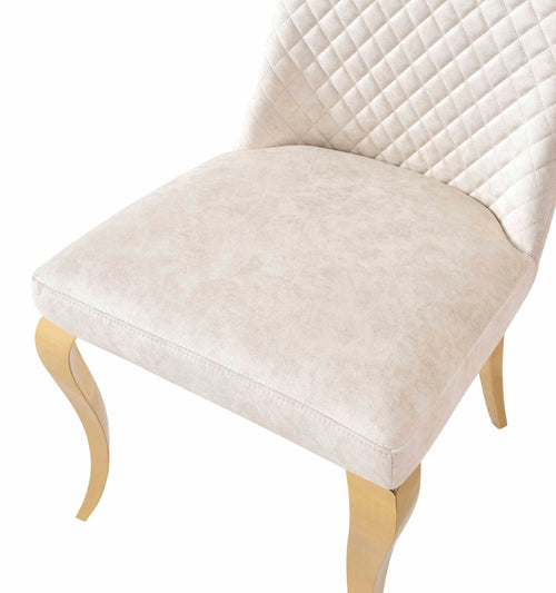 Set of 2 Roxby Cream & Gold Dining Chairs – Elegant Modern Seating