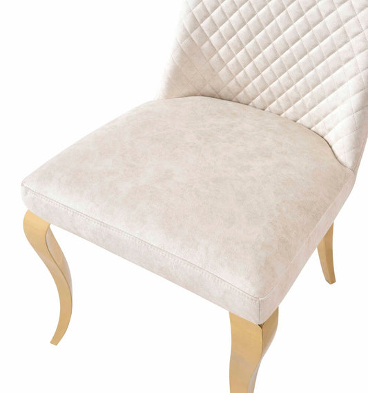 Set of 2 Roxby Cream & Gold Dining Chairs – Elegant Modern Seating